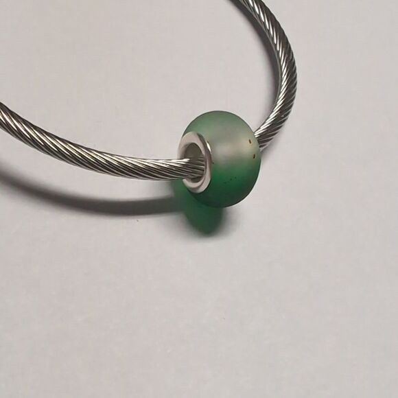 Frosted Two Tone Green and Clear Charm for Pandora Style Bracelet‎ - Picture 5 of 5